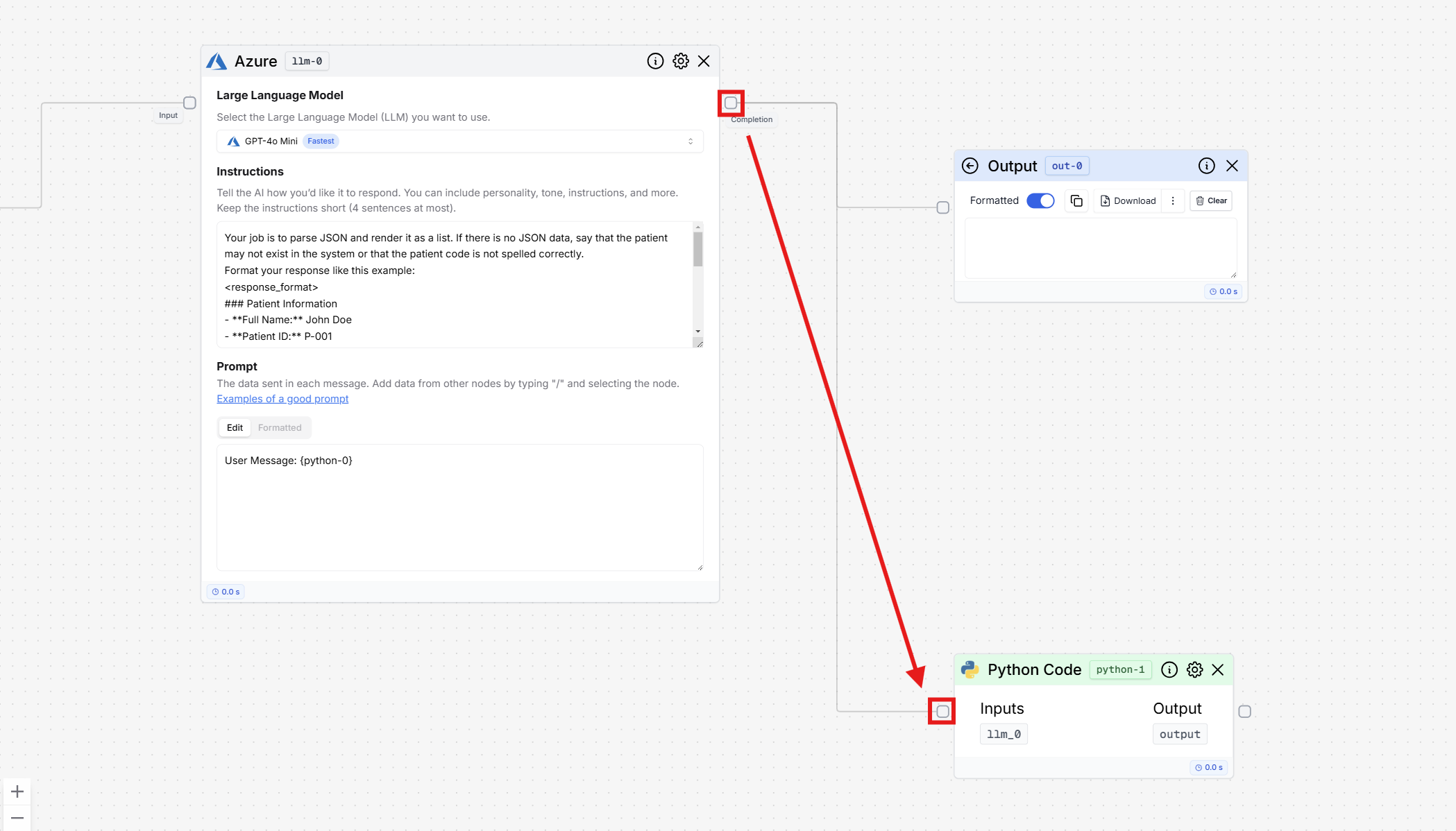 Connect Azure LLM to Second Python
Node