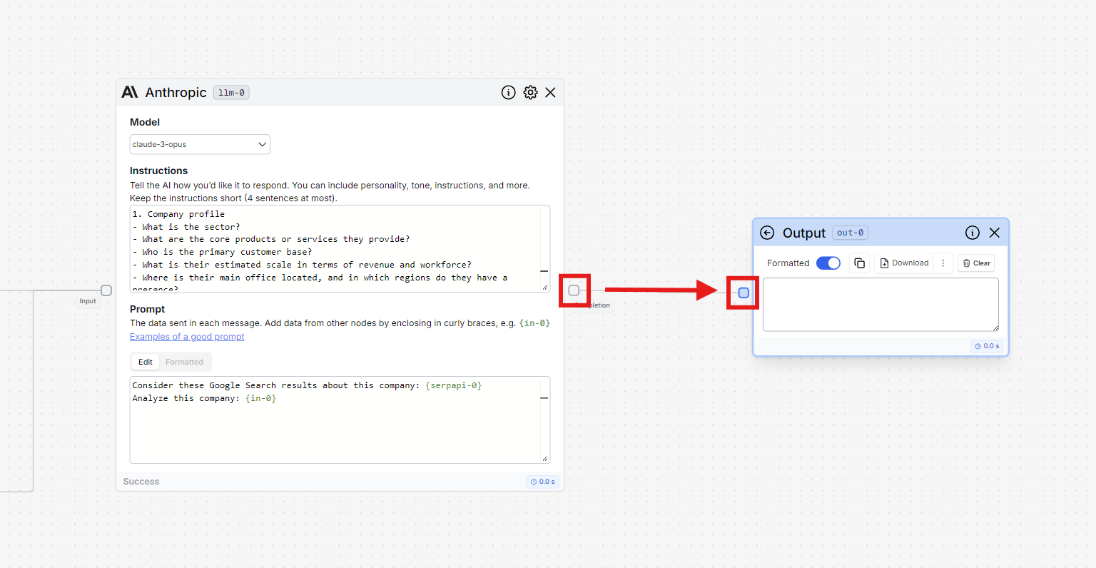 Connect llm to
output