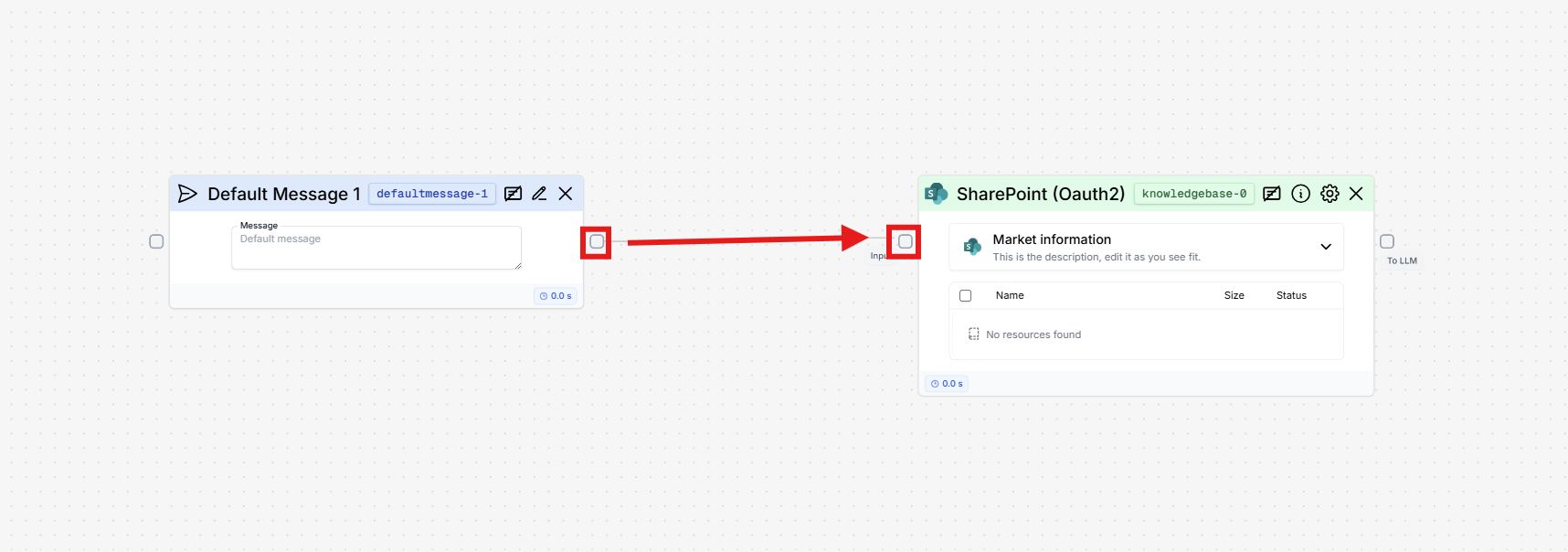 Connect default message to
sharepoint