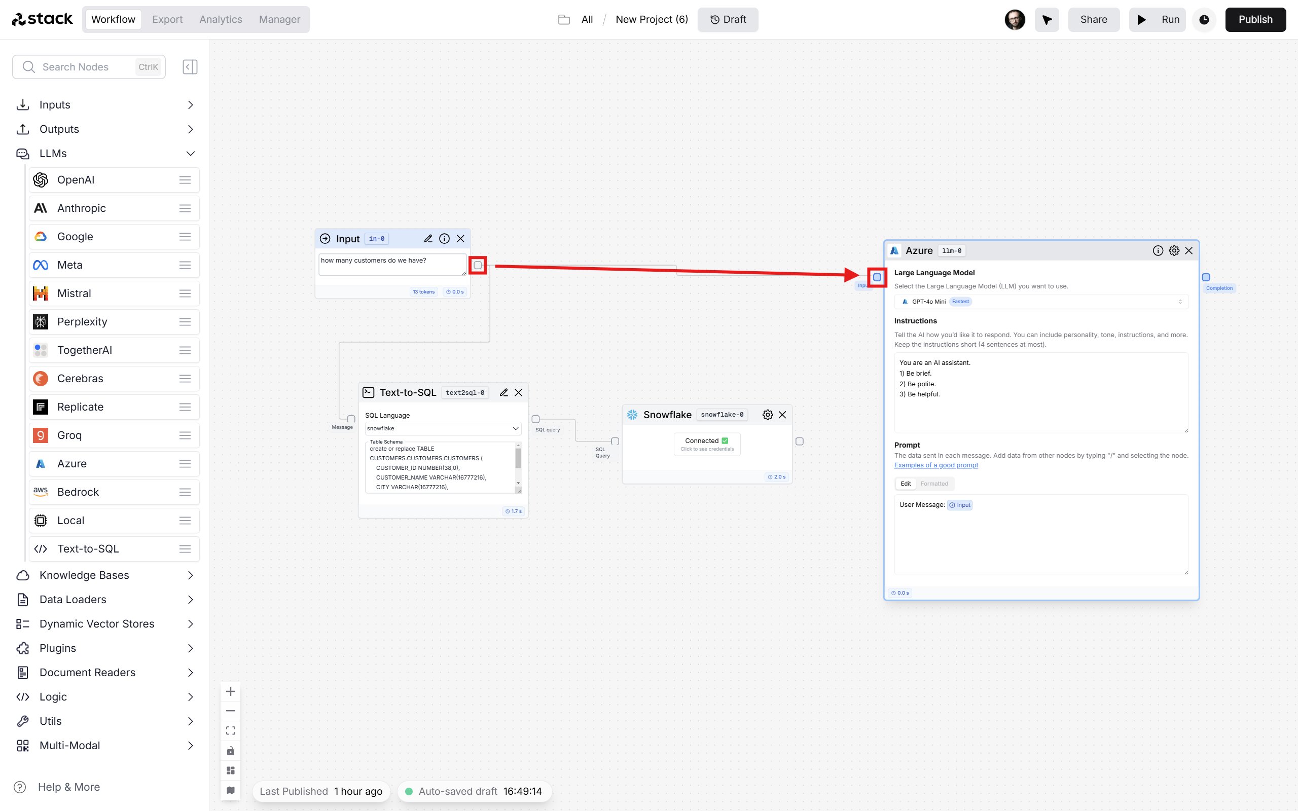 Connect Input to Azure
LLM