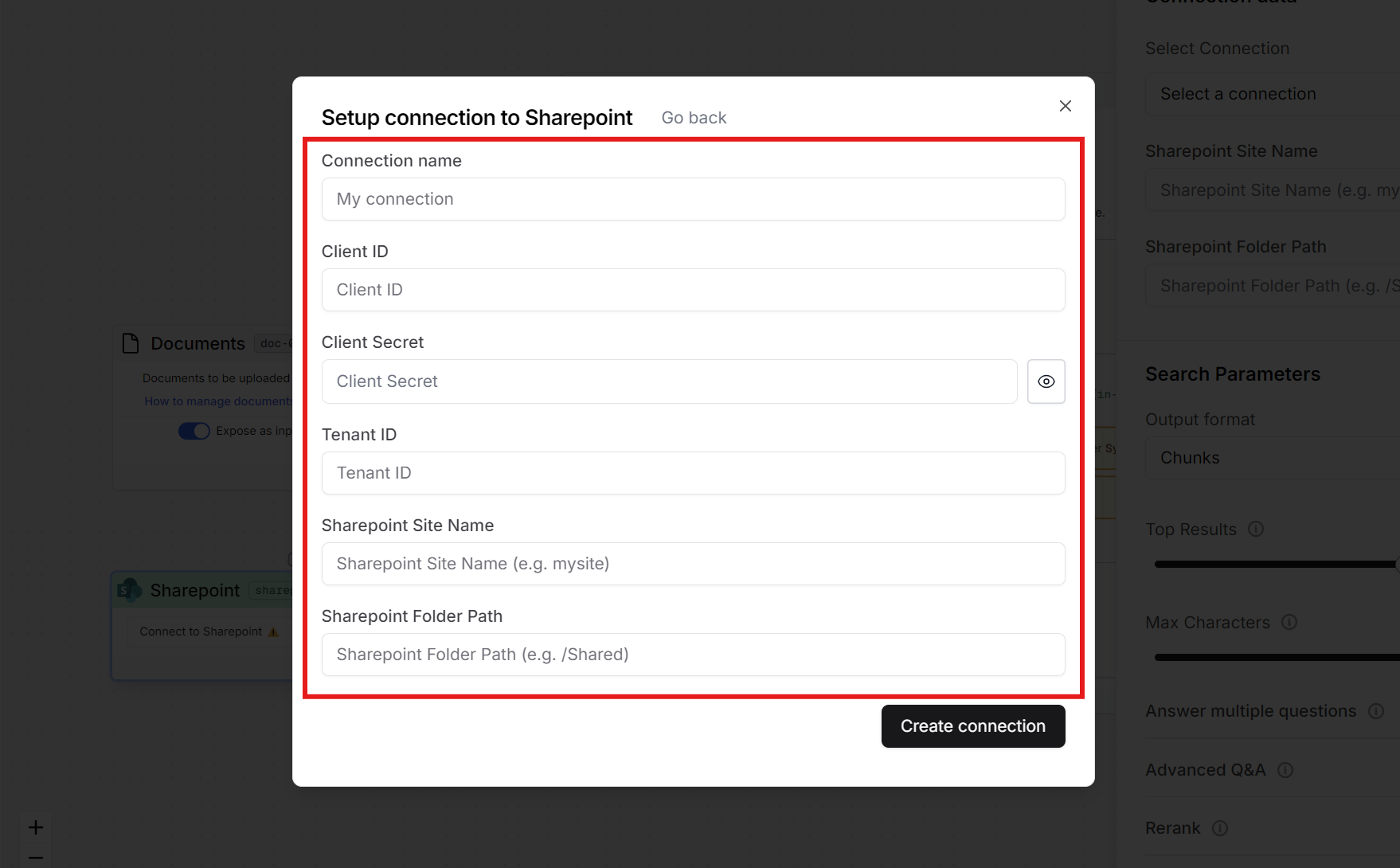 Enter SharePoint Connection
Details