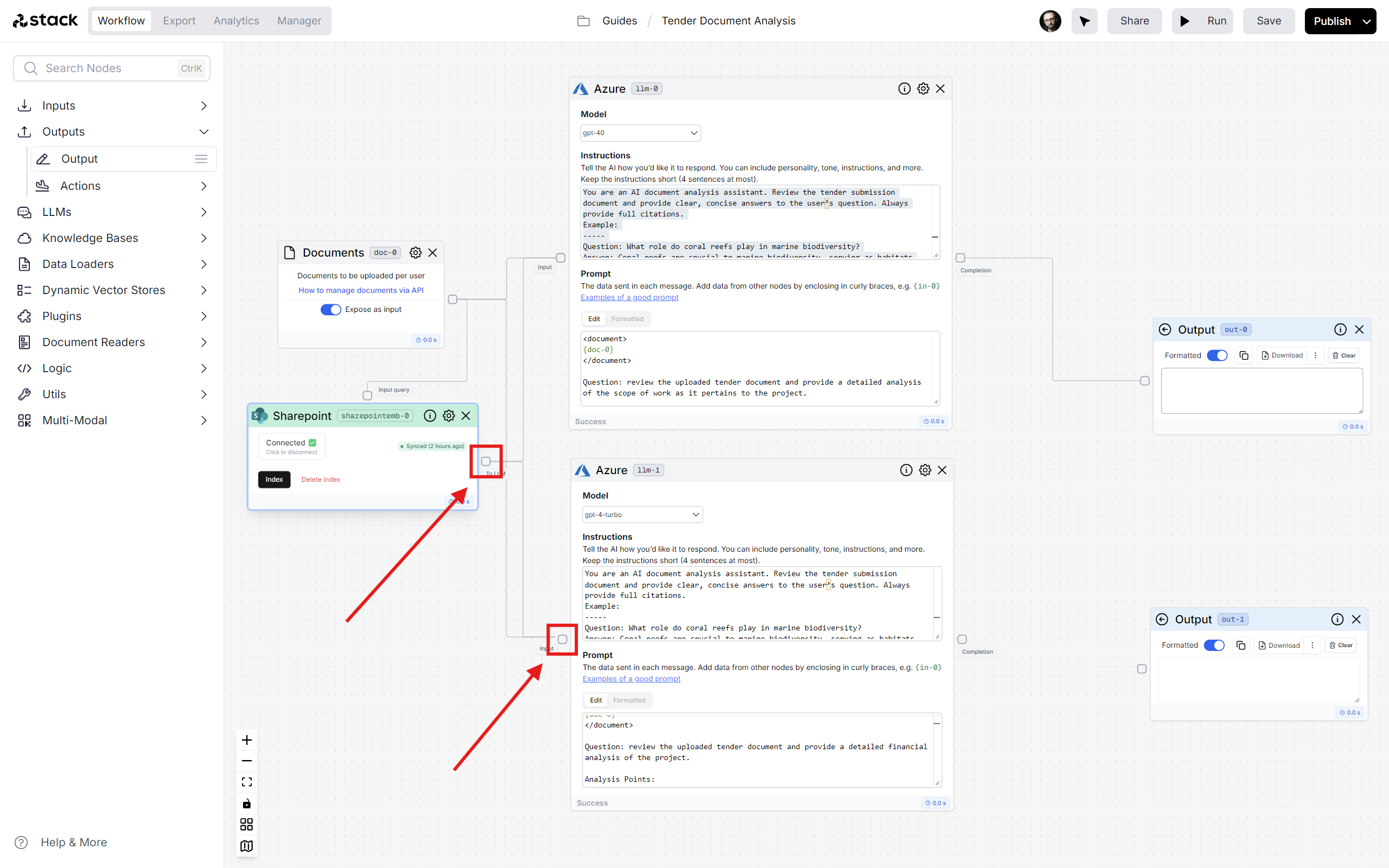 Connect SharePoint to Azure LLM
Output