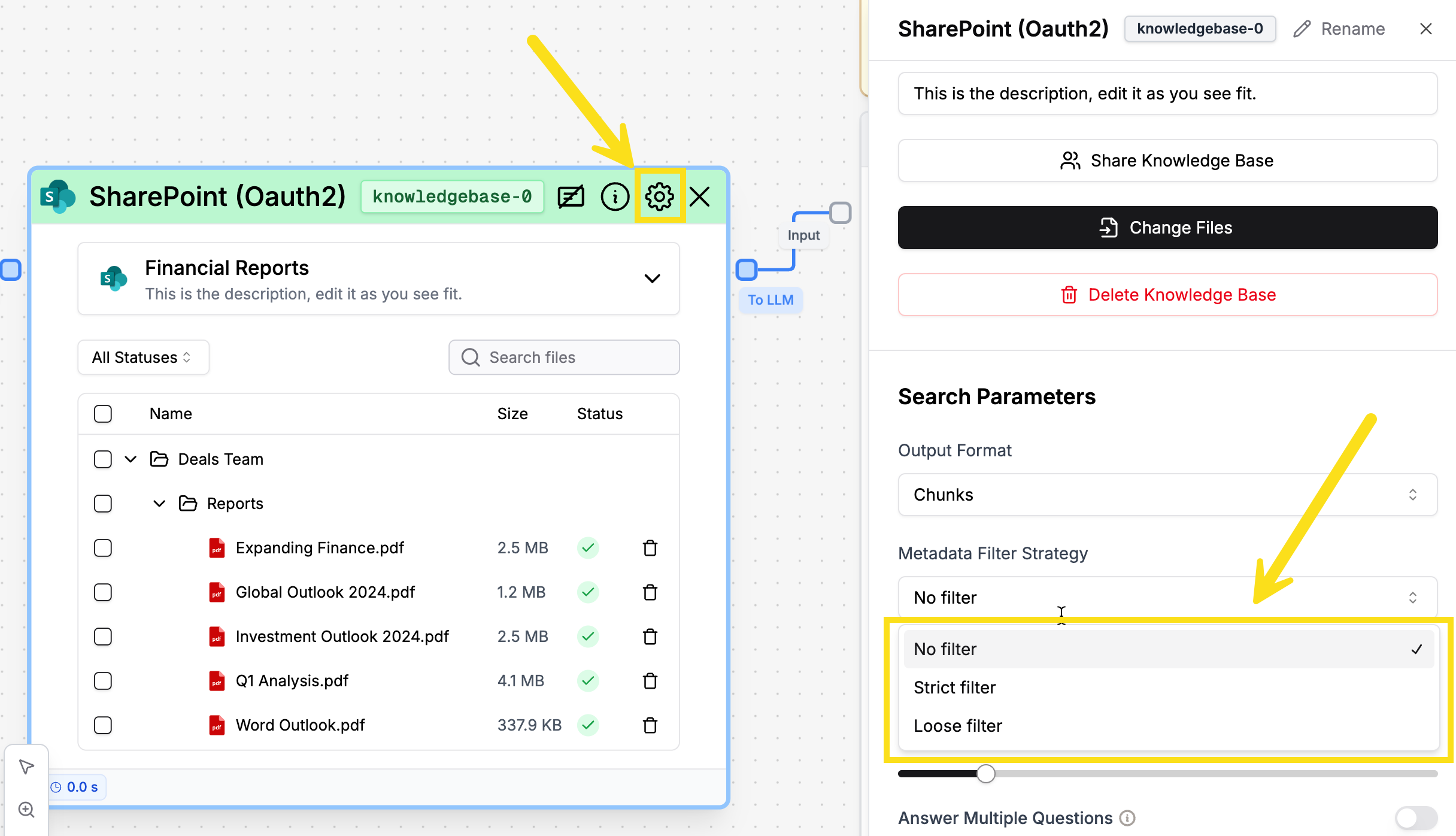 How to enable metadata
filtering